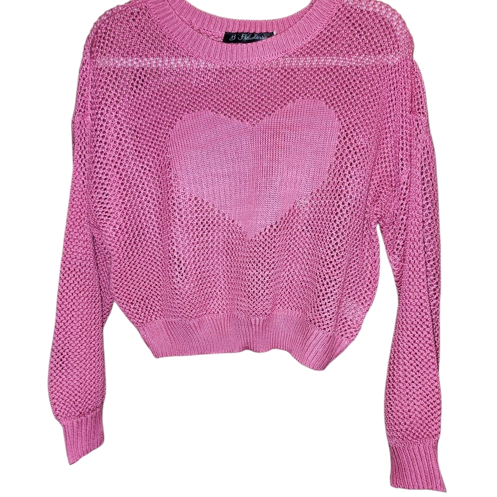Pink Heart Knit Sweater